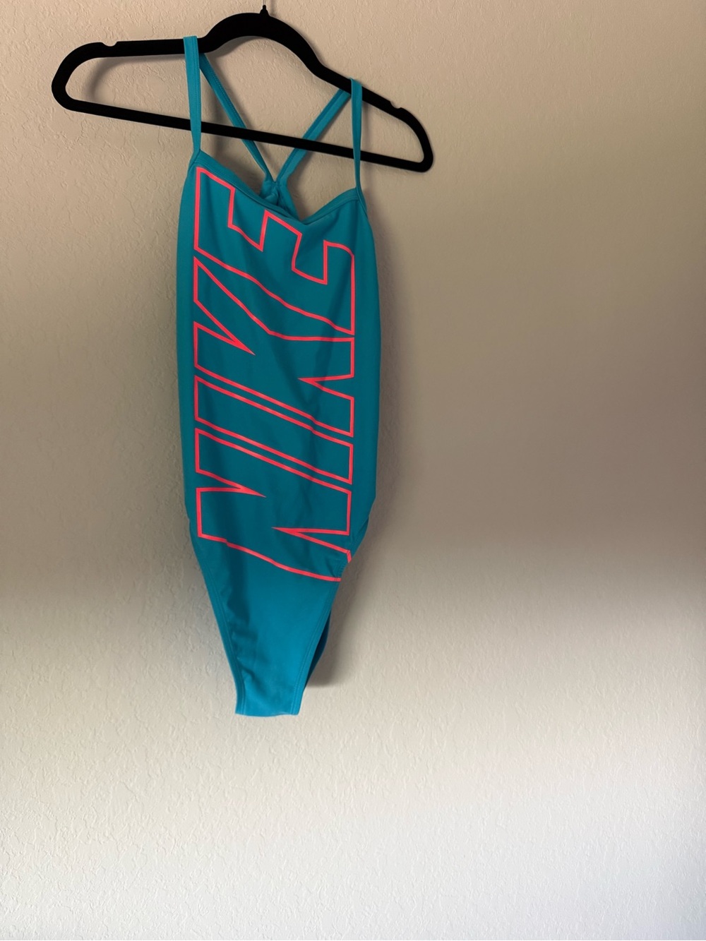 Nike Turquoise One-Piece Swimsuit with Pink Logo